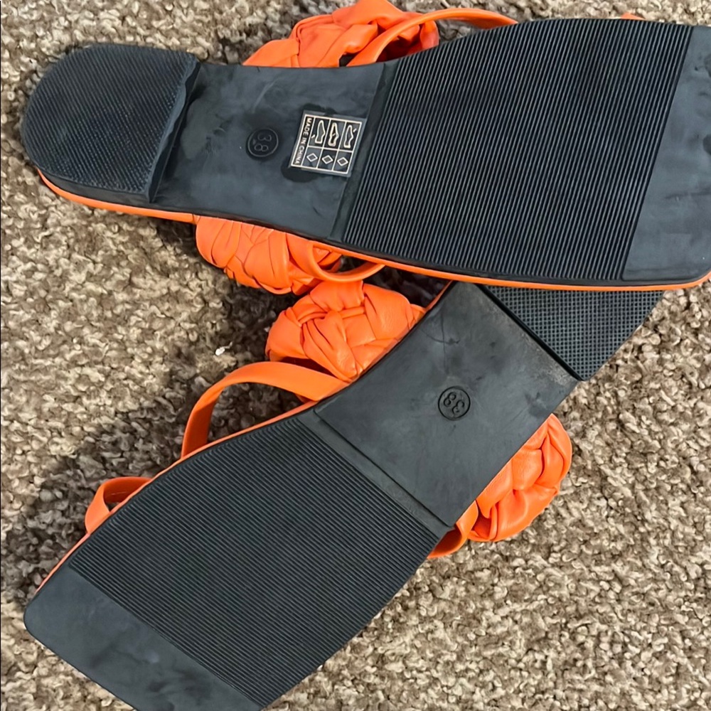 Orange Braided Strap Sandals - Picture 5 of 7